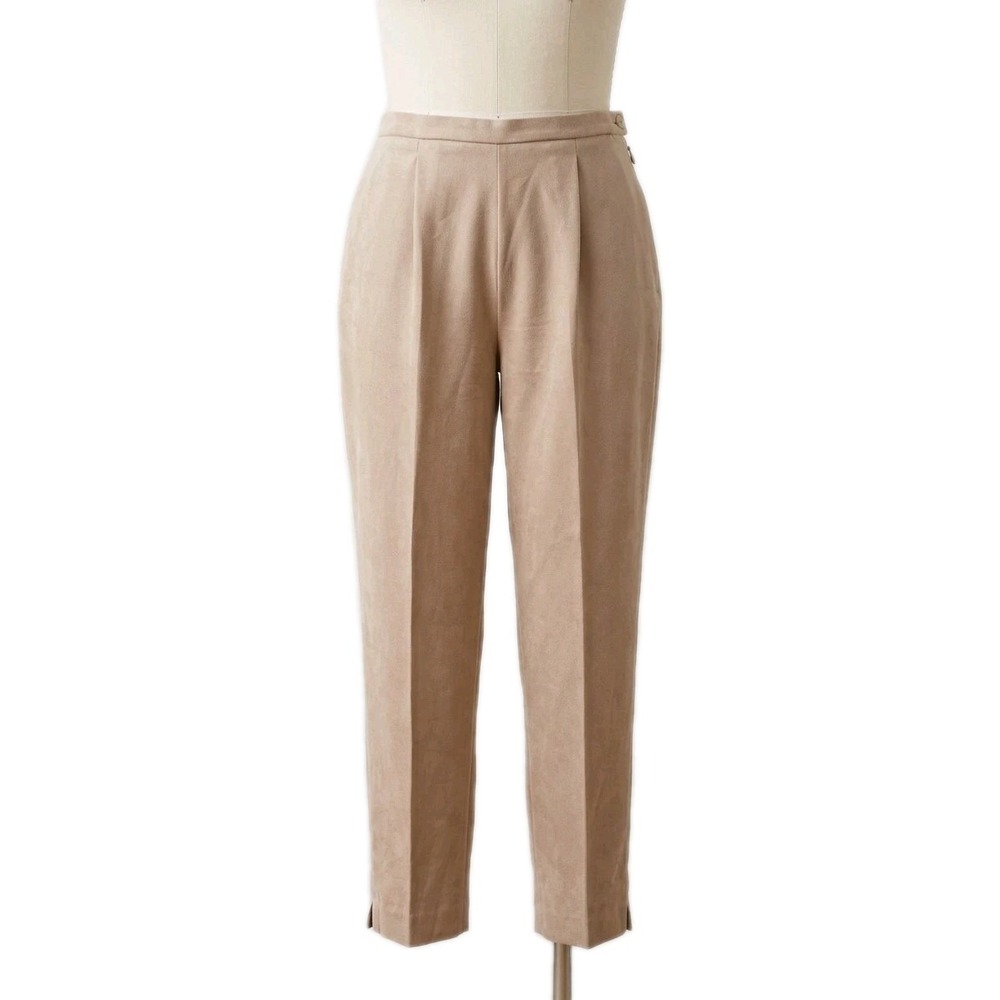 VTG Pendleton Women 10 Faux Suede Pants Tan Pleated High Rise Trousers Old Money